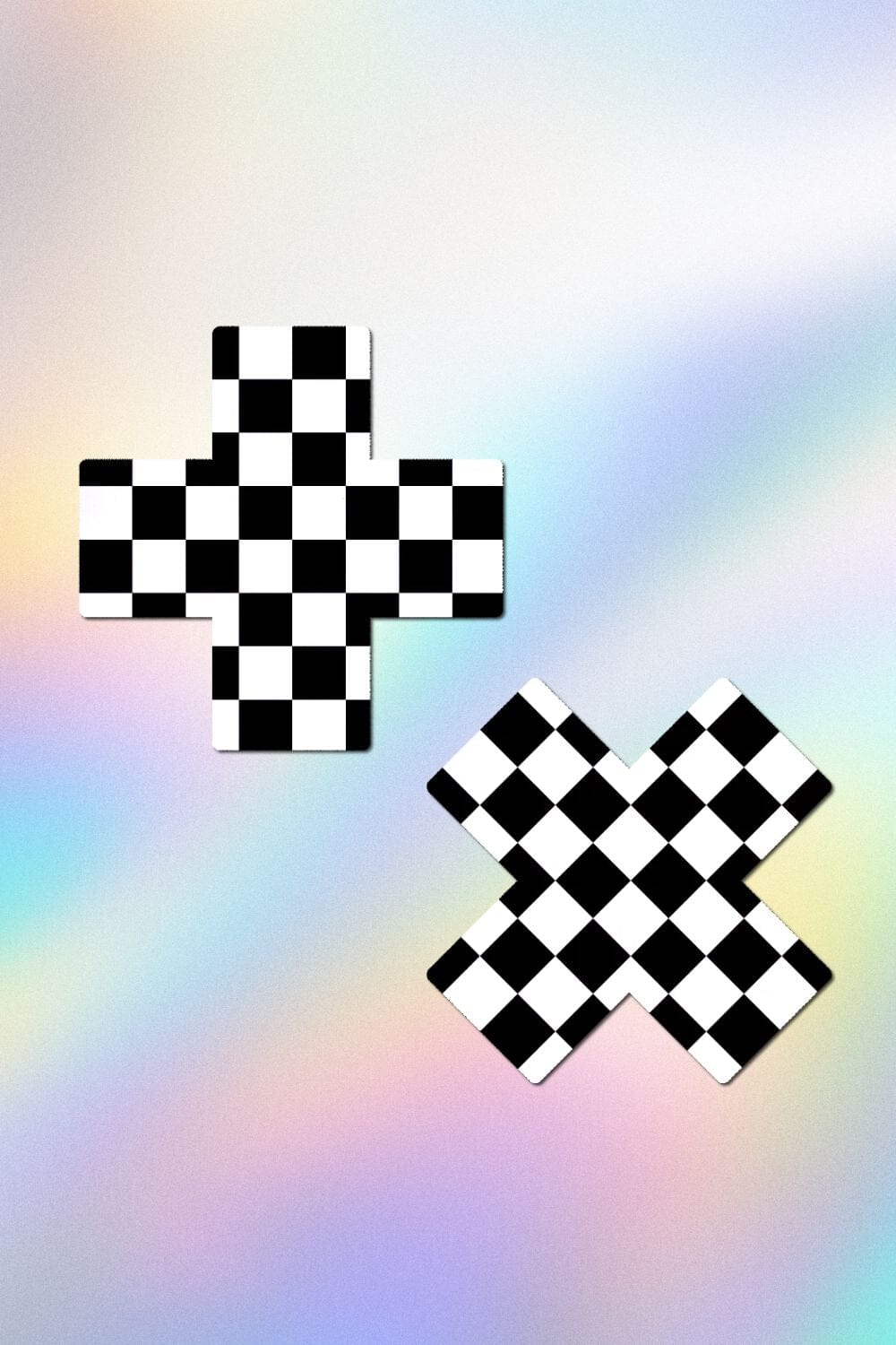 Wonderland Black & White Checker Cross Nipple Pasties by Pastease® Pasties PASTEASE 