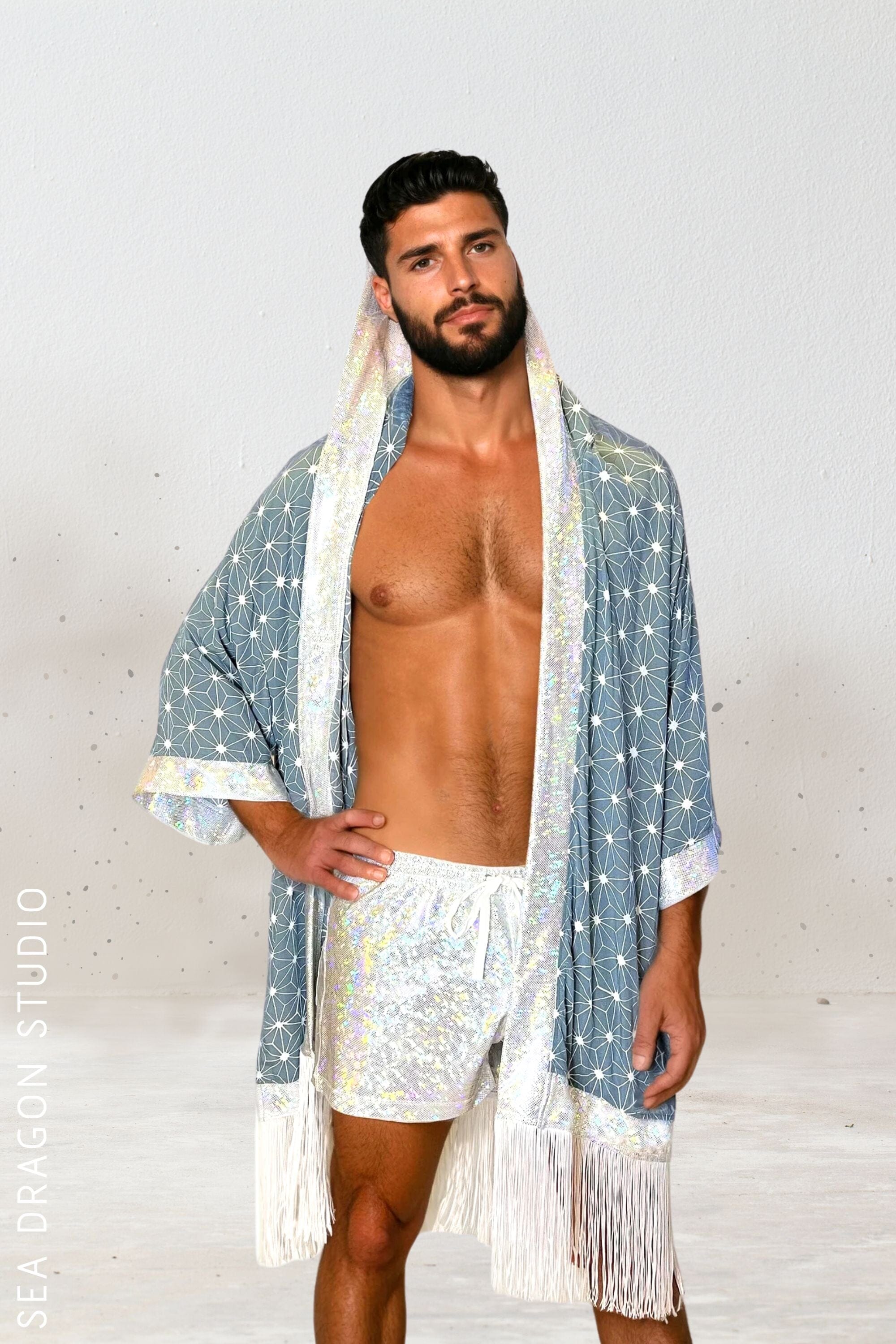 Starburst Hooded Kimono with Holo Trim & Fringe Kimonos SEA DRAGON STUDIO 