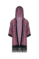 Big Cat Energy Hooded Kimono with Holo & Fringe Mens Tops SEA DRAGON STUDIO Strawberry Leopard 