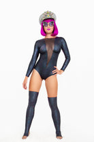 Holographic Mesh-Front Long Sleeve Bodysuit | 13 Colors Womens Bodysuits SEA DRAGON STUDIO 