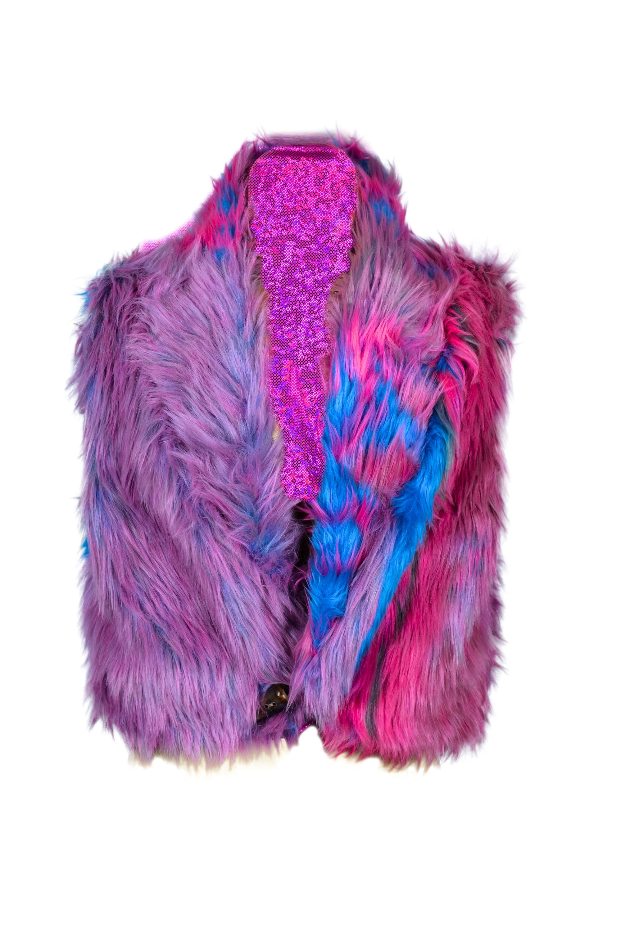 Reversible Candy Flip Fur Vest Womens Tops SEA DRAGON STUDIO 