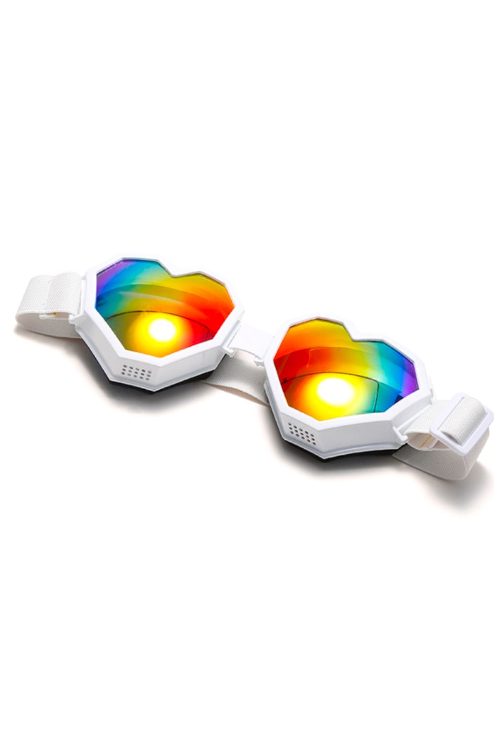 Heart Throb Rainbow Heart Goggles | 3 Colors Eyewear Sea Dragon Studio White Heart Rainbow Goggles 