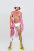 Mens Fringed Sequin Kimono Vest | 5 Colors Mens Tops SEA DRAGON STUDIO Bubble Gum Pink Sequin Black