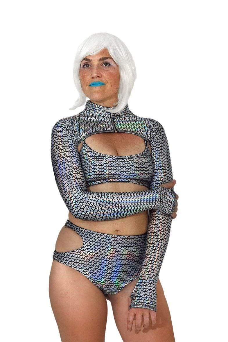 Prismatic Space Cadet Crop Jacket Womens Tops SEA DRAGON STUDIO 