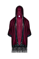 Hooded Iridescent Kimono With Fringe Mens Tops SEA DRAGON STUDIO Iridescent Wine 