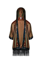 Hooded Iridescent Kimono With Fringe Mens Tops SEA DRAGON STUDIO Iridescent Rust 