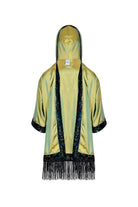 Hooded Iridescent Kimono With Fringe Mens Tops SEA DRAGON STUDIO Iridescent Green 