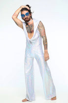 Mens Holographic Disco Jumpsuit | 13 Colors Mens Jumpsuits SEA DRAGON STUDIO XSMALL Midnight Inferno (Black) 