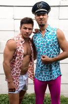 Techno Leopard Sleeveless Button Down Shirt - Limited Edition Mens Tops SEA DRAGON STUDIO 