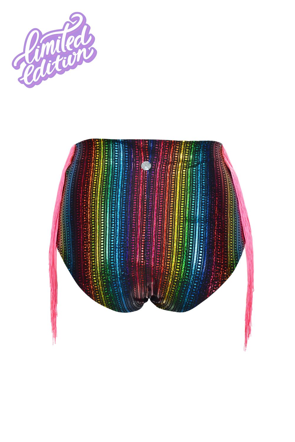 Taste The Rainbow Fringe Holographic Hot Pants - Limited Edition Womens Bottoms SEA DRAGON STUDIO 