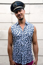 Dusty Leopard Sleeveless Button Down Shirt - Limited Edition Mens Tops SEA DRAGON STUDIO 