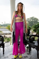 Pink Mesh Stardust Flares Womens Bottoms SEA DRAGON STUDIO 