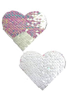 Iridescent Pink Pearl & White Flip Sequin Heart Nipple Pasties Pasties PASTEASE 